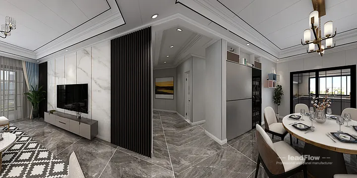 Hangzhou Apartment Renovation with WPC Wall Cladding | Living-Dining Room Idea in Hangzhou, China - photo 2