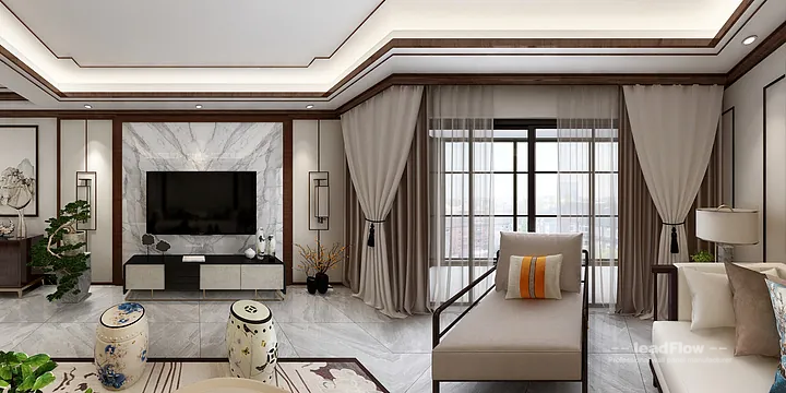 Hangzhou Apartment with WPC Interior Panel &mdash; New Chinese Oriental Feature in Hangzhou, China - photo 1