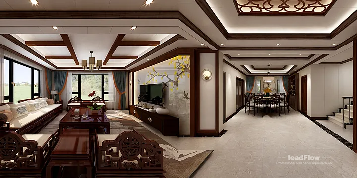 New Chinese Oriental Apartment in Hangzhou Featuring WPC Interior Panel in Hangzhou, China - photo 11