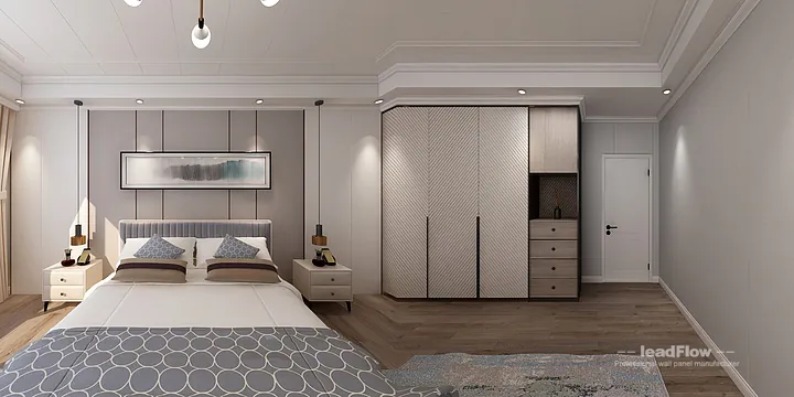 WPC Wall Panel Apartment Case Study in Hangzhou | Modern Master Bedroom in Hangzhou, China - photo 12