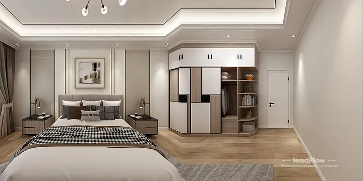 WPC Wall Panel Apartment Case Study in Hangzhou | Modern Master Bedroom in Hangzhou, China - photo 13