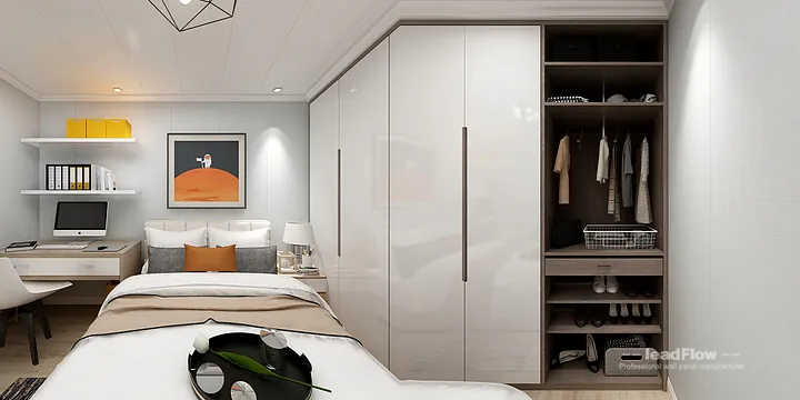 WPC Wall Panel Apartment Case Study in Hangzhou | Modern Master Bedroom in Hangzhou, China - photo 2