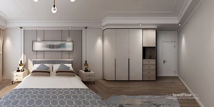 WPC Wall Panel Apartment Case Study in Hangzhou | Modern Master Bedroom in Hangzhou, China - photo 9