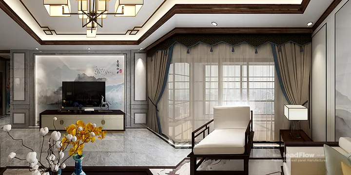 New Chinese Oriental WPC Interior Panel Project: Hangzhou Apartment Interior in Hangzhou, China - photo 3