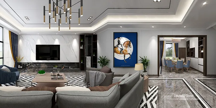 WPC Cladding Villa Case Study in Hangzhou | Light Luxury Living Room in Hangzhou, China - photo 9