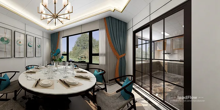 Nanchang Villa with WPC Cladding &mdash; Dining Room Feature in Donghu District, Nanchang, China - photo 14