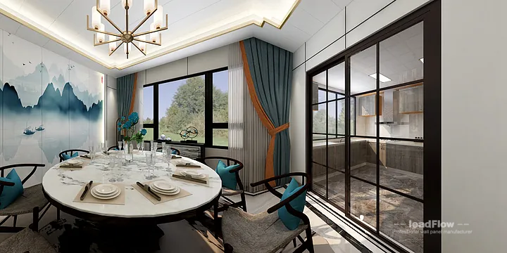Nanchang Villa with WPC Cladding &mdash; Dining Room Feature in Donghu District, Nanchang, China - photo 8